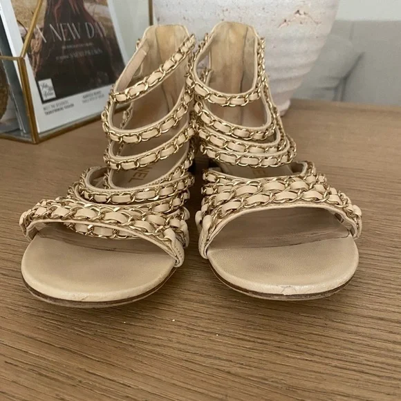 Chanel chain gladiator sandals